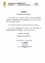 BANDO: Recogida de enseres 2022